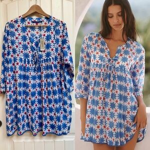 NWT Anthropologie Ro’s Garden Seychelles Short Sleeve Mini Dress Coverup. XL